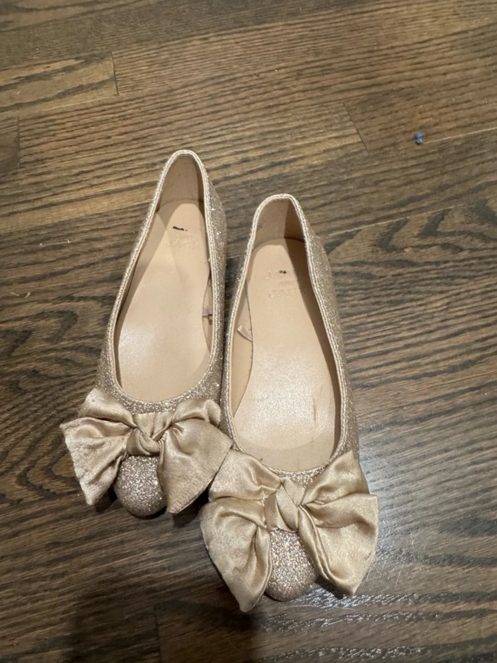 Janie & Jack Toddler Girl‎ Gold Glitter Bow Ballet Flat 10 Formal Wedding Party